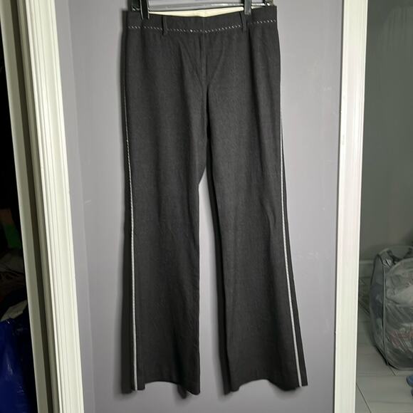 Elie Tahari Gray Mid Rise Wide Leg Dress Pants Striped Sides Size 6 - Picture 9 of 9
